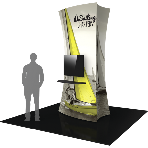 10ft Formulate Fabric Tower with 2 Medium Monitor Mount are highly effective 360-degree media enabling you to present a wide variety of solutions. Tower stretch fabric tower structures are designed to impress in in lobbies, showrooms, retail and other ven