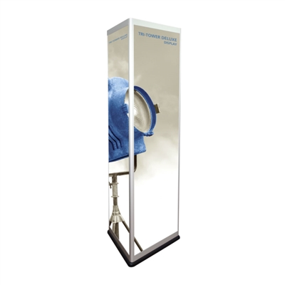 72in h x 26.75 in w Tri-Tower Deluxe Triangular Tower Display Hardware Only is a free-standing triangular trade show display tower. Make your next Trade Show Exhibits successful beyond expectation with Tri-Tower Deluxe Triangular Tower Display