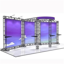 This 10 x 20 custom trade show truss system will help you stand out at the next trade show, drawing attention from across the exhibit floor.  Truss exhibits are one of the most structurally elaborate trade show displays.  They are popular with exhibitors