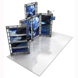 This 10 x 20 custom trade show truss system will help you stand out at the next trade show, drawing attention from across the exhibit floor.  Truss exhibits are one of the most structurally elaborate trade show displays.  They are popular with exhibitors