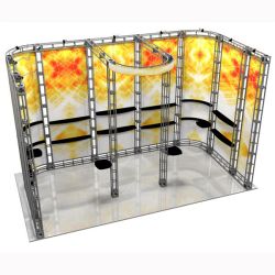 This 10 x 20 custom trade show truss system will help you stand out at the next trade show, drawing attention from across the exhibit floor.  Truss exhibits are one of the most structurally elaborate trade show displays.  They are popular with exhibitors