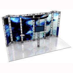 This 10 x 20 custom trade show truss system will help you stand out at the next trade show, drawing attention from across the exhibit floor.  Truss exhibits are one of the most structurally elaborate trade show displays.  They are popular with exhibitors