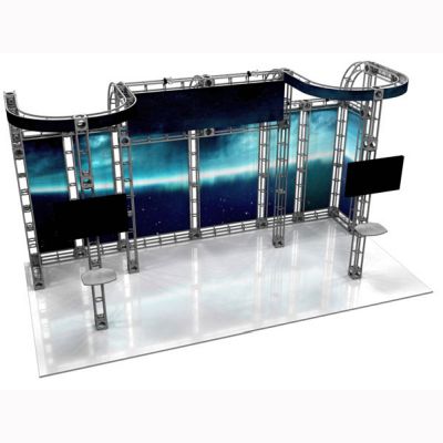 This 10 x 20 custom trade show truss system will help you stand out at the next trade show, drawing attention from across the exhibit floor.  Truss exhibits are one of the most structurally elaborate trade show displays.  They are popular with exhibitors