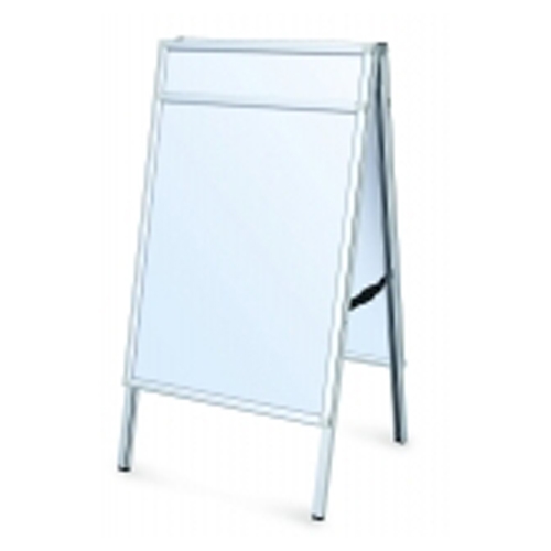 24in x 36in Perfex Aluminum Folding Silver A Frame Signholder with Header. Perfect for exhibits, retail, restaurants, trade shows and malls. Promote your business with these sidewalk signs, real estate signs and A-frame signs.