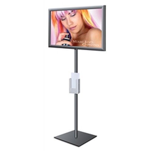 8.5in x11in Perfex Pedestal Fixed Pole Silver SignFrames Square Base. Pedestal Sign Frames are perfect for exhibits, retail, restaurants, trade shows and malls. One source supplier of Sign and Graphic Floor Stands, Sign Displays, Sign and Poster Frames