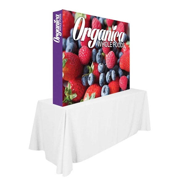 7.5ft x 5ft Ready Pop Tension Fabric Table Top Pop Up Exhibits Frame & Graphic are expanding portable booths designed for trade shows and promotions on the go.Stretch fabric pop up displays are the fastest booth on the market to setup and take down.
