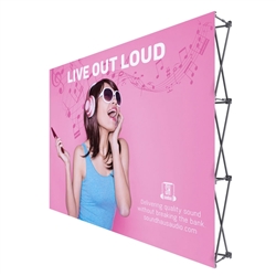 10ft x 8ft Straight RPL Fabric Pop Up Display w/o Endcaps is the light version of our Ready Pop Fabric Pop Up Display. Still and awesome eye-catcher at your next trade show, the Lite version comes with a very attractive price!