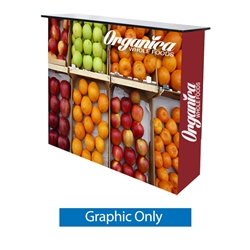 Ready Pop Counter Display Graphic Only. This Ready Pop Stretch Fabric Display is made from an ultra lightweight aluminum. Fabric counter will compliment your Ready Pop Fabric Trade Show Backwall Display. Podium  works as a marketing display at trade shows