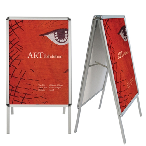 Promote your business with A-Frame Sidewalk Sign Snap Frame Display Hardware Only. A great selection of weather resistant, outdoor signs,  Flying Flag Pole Banner Displays, Outdoor Banner Stands. Buy a sidewalk sign frame, real estate or A-frame curb sign