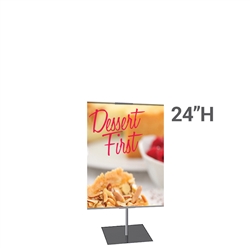 24in x 24in Classic Banner Stand Medium Silver With Square Base Single-Sided Graphic Package. We offers a full line of trade show displays, pop up booths, banner stands, table top displays, banner stands, hanging banners, signs, molded shipping cases.