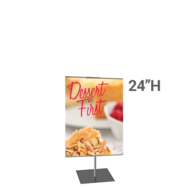 24in x 24in Classic Banner Stand Medium Silver With Square Base Single-Sided Graphic Package. We offers a full line of trade show displays, pop up booths, banner stands, table top displays, banner stands, hanging banners, signs, molded shipping cases.