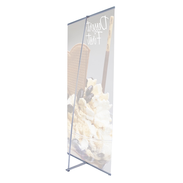 36in x 83.5in L Banner Stand SUPER FLAT Graphic Package (Stand & Graphic). For maximum classic simplicity, the L banner stand is the preferred choice. This affordable, lightweight aluminum frame sets up easily in seconds for ultimate convenience.