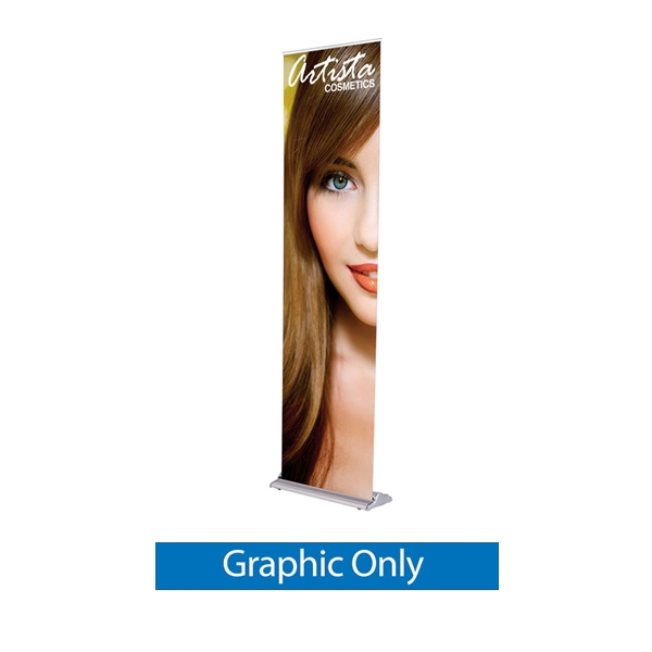 24in x 92in Black SilverStep Retractable Banner Stand Vinyl Graphic Only. SilverStep Retractable Banner Stands Displays are ideal for trade show or events. Professional banner stands for trade shows and presentations.