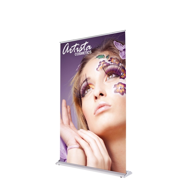 48in x 80in SilverStep Retractable Banner Stand Fabric Graphic Package. SilverStep Retractable BannerStands are our top of the line retractable trade show banner stand displays. Roll up displays have a giant graphic to grab the attention at trade show