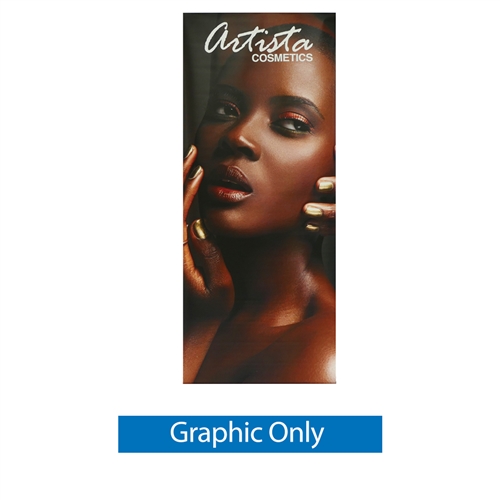 Graphic for 33.5 in. Mozzie Roll Up - 80inh Super Flat Vinyl Retractable Banner Stand. This Retractable Banner Stand Display has a unique look at an affordable price.