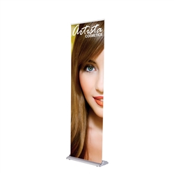 24in x 63in SilverStep Tabletop Black Super Flat Graphic Package and full line of trade show displays, pop up booths, banner stands, table top displays, banner stands. Retractable Tabletop Banner Stand is addition to get the most out of your table space