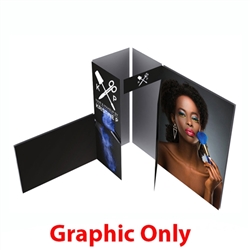 10ft x 10ft Alpine Merchandiser Booth B - Graphic Only. Alpine Merchandiser Booths with SEG Fabric can be use in  Retail Stores, Trade Shows, Showrooms. Great for 10ftx10ft booths.