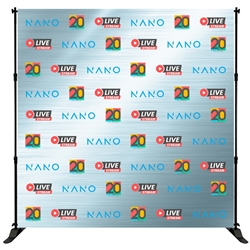 8ft x 7.5ft Slider Banner Stands - One Choice. One Choice Kai Indoor Banner Stand is a modern leaning tube display, with a simple pullover graphic.