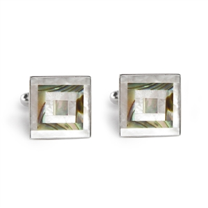 Square Abalone and Mother of Pearl Inlay Cufflinks