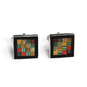 Square Autumn Check Inlay Cufflinks