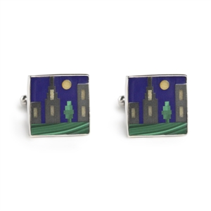 Square Cityscape Inlay Cufflinks