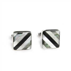 Square Diagonal Stripe Inlay Cufflinks