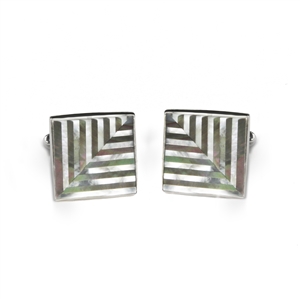 Square Herringbone Inlay Cufflinks