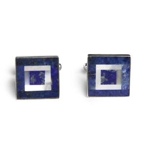 Square Blue & White Multi Inlay Cufflinks