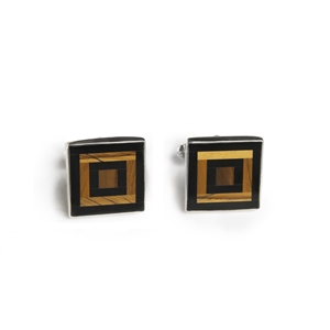 Square Tiger Eye & Black Onyx Squares Inlay Cufflinks