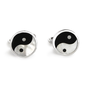 Round Ying Yang Inlay Cufflinks