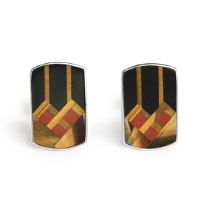 Rectangle Tiger Eye Cathedral Inlay Cufflinks