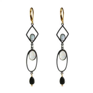 Athena Earrings in Opal and Blackened Sterling