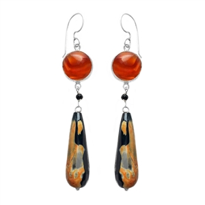 Bittersweet Earrings in Carnelian and Jasper