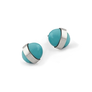 Orbit Sterling Silver Stud Earrings in Turquoise
