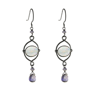 Infinity Earrings in Blackened Silver and Opal + MORE COLORS