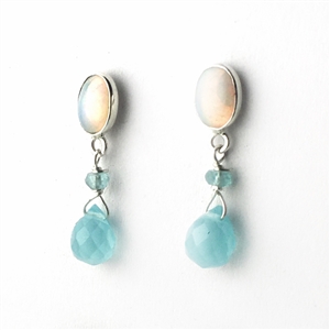 Opal sterling silver stud earrings