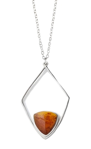 Amber sterling silver long triangle pendant