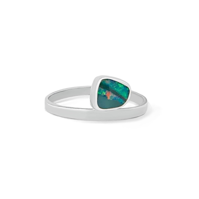 Sterling Silver Orbit Stackable Ring in Opal