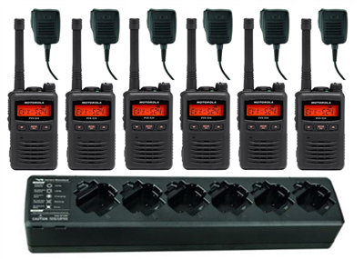 EVX-S24 Digital Portable Combo Pack - 6 Radios, 6 Speaker Mics, & 6-Bank Charger