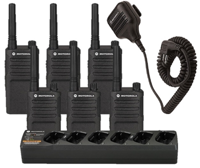 Motorola RMM2050 6 Pack with Speaker Mics and Bank Charger