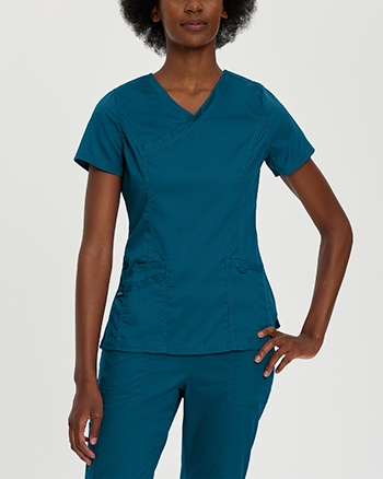 Landau - ProFlex Women's 3-Pocket Mock Wrap Scrub Top. 4161