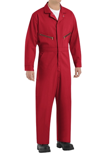 Red Kap - Men's Zip-Front Red Cotton Coverall. CC18RD