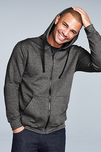 District -  Young Mens The Concert Fleece Full-Zip Hoodie. DT800