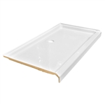 54" x 27"  Shower Pan Fiberglass White Center Drain