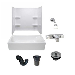 54 x 27 Mobile Home bathtub With 3 Piece Fiberglass Surround