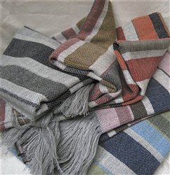 CLOSE OUT.......Merino Wool Blend Bridge Stripe Throw Blanket, All Natural with No Synthetics