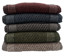 Organic Bamboo and New Zealand Merino Wool Fern Multi-Color Afghan / Throw, All Natural