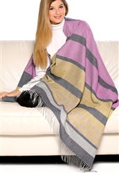 100% Baby Alpaca Lurex Stripe Multi-Color Throw, All Natural