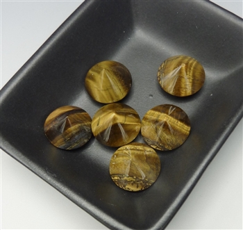 Set of 6 tiger's eye shallow stone points, 16mm