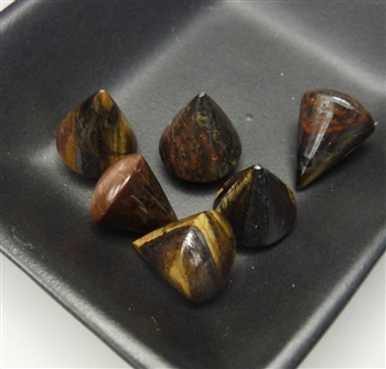 Set of 6 tiger iron stone points, 12mm